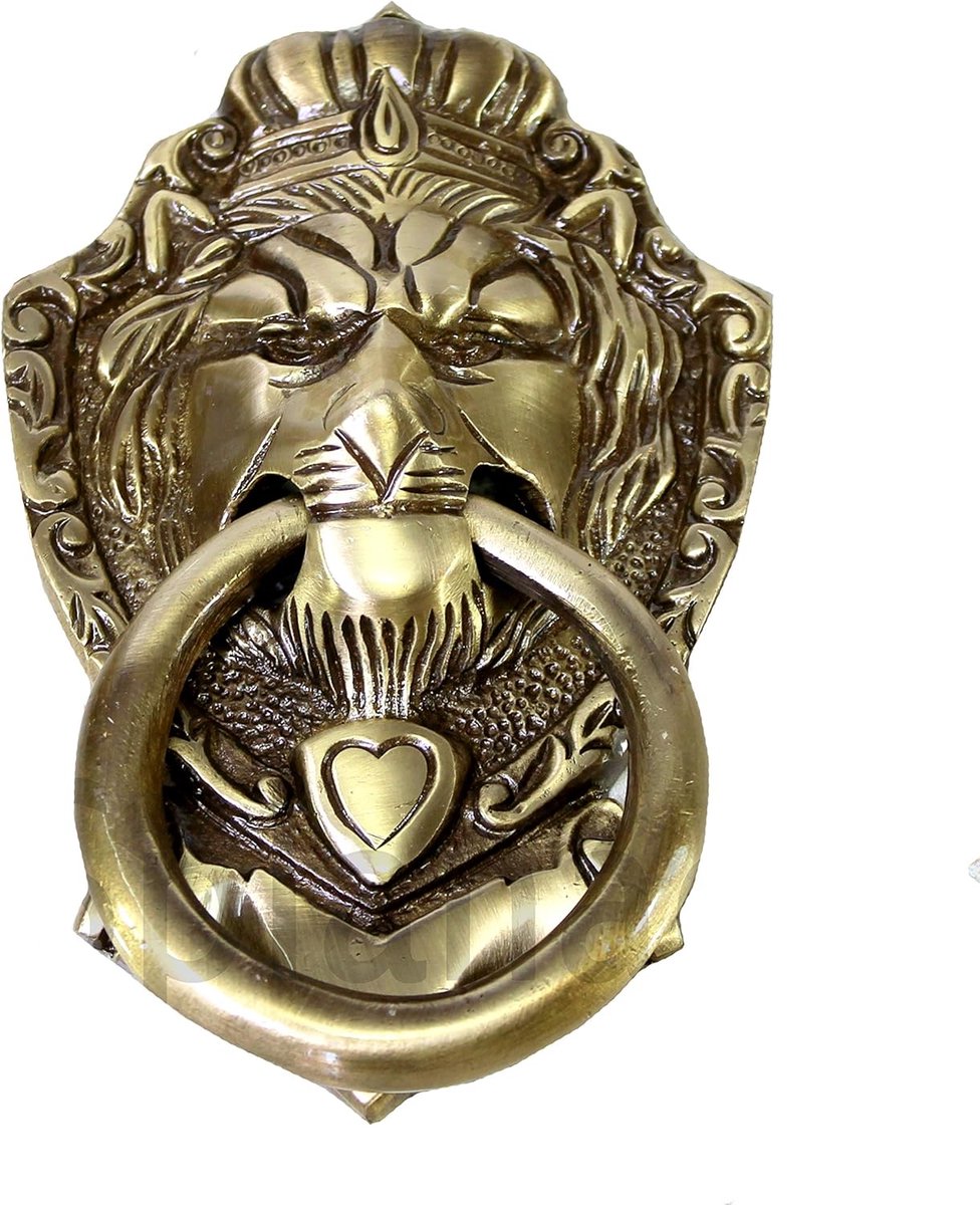 SnelShoppen - Eplanade Löwe Mond Deurklopper Geel 3,5x2,5x14 cm - Decoratieve Deurklopper voor Deuren, Tuin, en Binnenhuis - Unieke Sculptuur