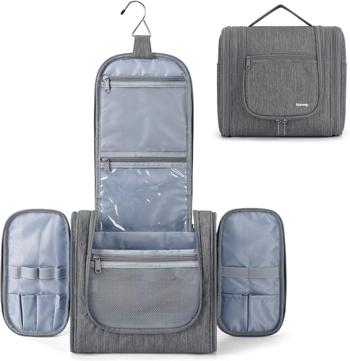SnelShoppen - Grote Toilettas om op te Hangen, Waterdichte Organizer voor Badkamer, Sportschool, Douche en Scheerbeurt, Ruime Make-uptas voor Dames en