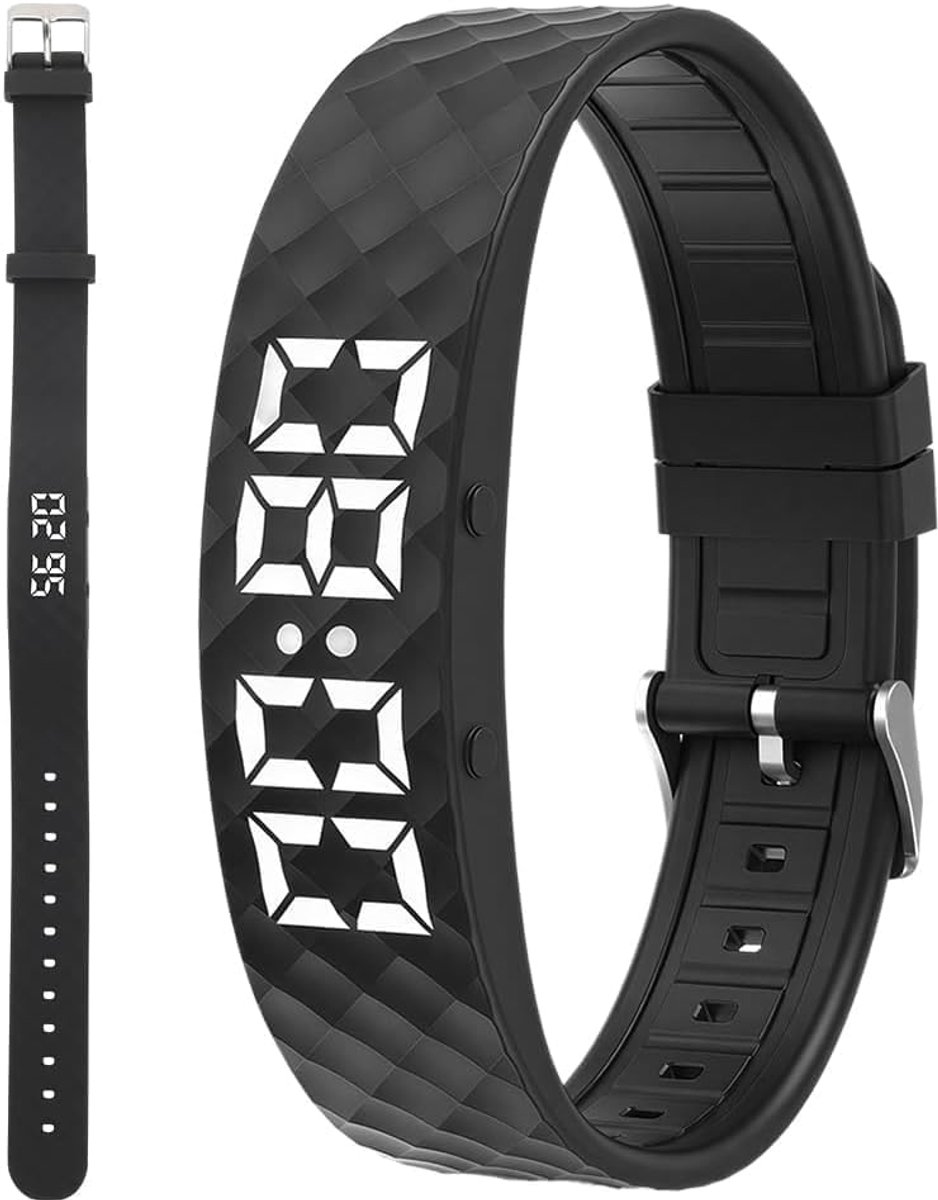 SnelShoppen - CEWROM Vibratime Vibratiealarm Horloge, Draagbare Wekker Armband met Tot 8 Alarmen per Dag, Luide Wekker voor Diepe Slapers, Zwart, Idea