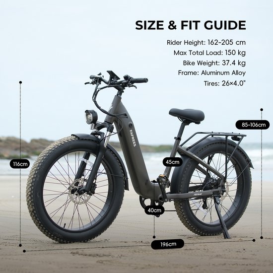 FAFREES F26 Rover Full-Size All-Terrain E-Bike - 48V 20Ah Accu, 95km Bereik, 55Nm Koppel, 26"x4.0" Vetbanden - Zwart van FAFREES — afbeelding 5