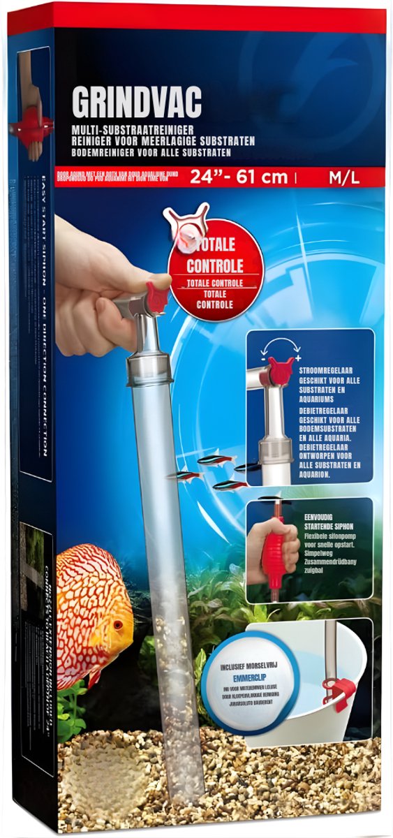 Ploutos® Aquarium Stofzuiger - Reinigingsdoek Voor Diverse Oppervlakken - Groot (60 Cm) - Rood - 10cm x 19cm x 45cm