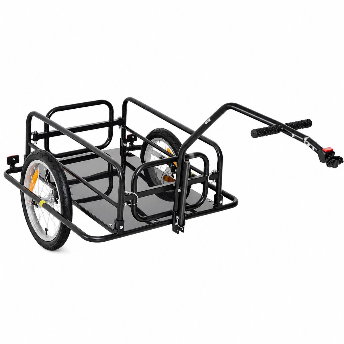 DPLUNIQ Fietskar - Aanhangwagen - Transportwagen - Aanhanger - Opvouwbaar - 2 Wielen - Max. 40kg - Afneembare Wanden - Metaal - Zwart