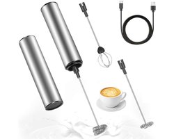 Elektrische Opschuimer - Melkopschuimer Mixer - Koffie Maken - 2 Snelheden Instelbaar - USB Oplaadbaar - Zilver