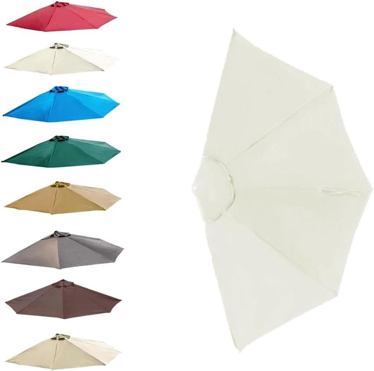 Parasol Vervanghoes - Halve Parasol - Tuin Schaduw - Waterdicht Polyester - 270 cm - Wijnrood