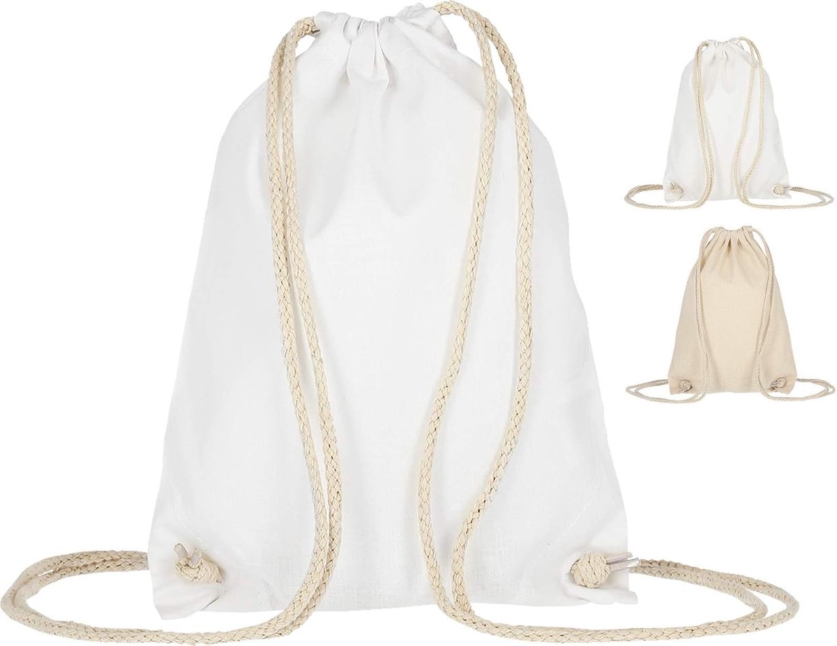SnelShoppen - Katoenen Gymtas 21x29 cm, Duurzame Sporttas, Rugzak, Stoffen Tas, Jute Tas, Oeko-Tex®-Gecertificeerd, Sterk en Milieuvriendelijk voor Da