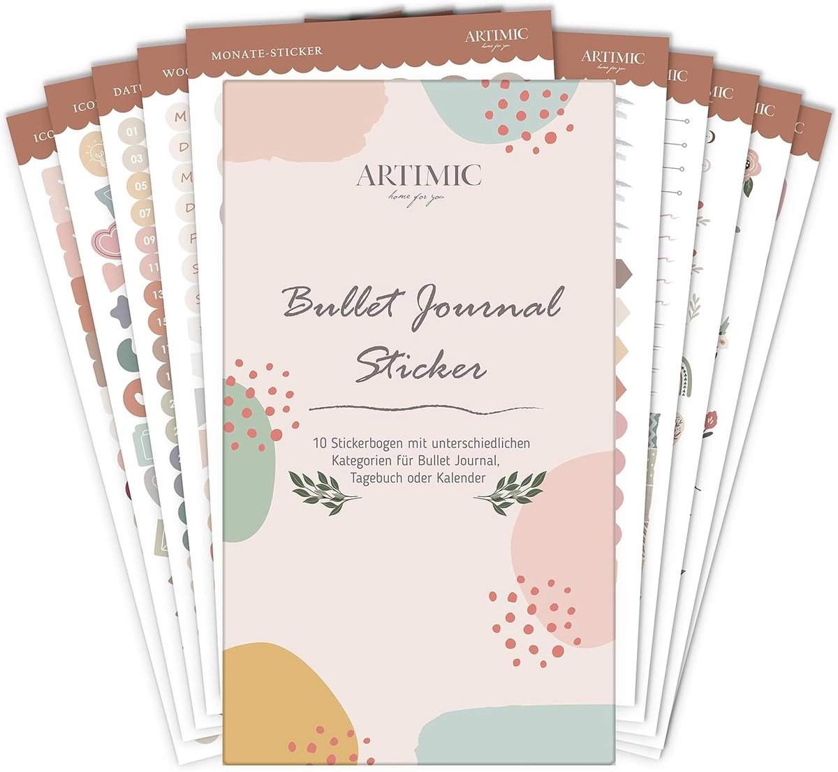 SnelShoppen - Bullet Journal Stickerset met 1000 Stickers, Esthetische Planners, Kalender Stickers, Datumstickers, Symbolen, Bloemen, Pijlen, Washi Ta