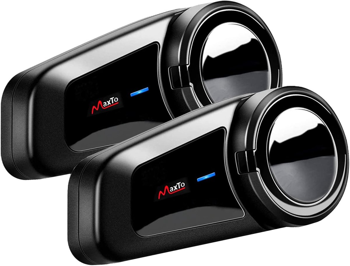 SnelShoppen - Motorhelm Bluetooth Headset Communicatiesystemen Kit 2 stks M2 1000M, Ruisonderdrukking, BT5.0, FM Radio, Siri, Universele koppeling, Wa
