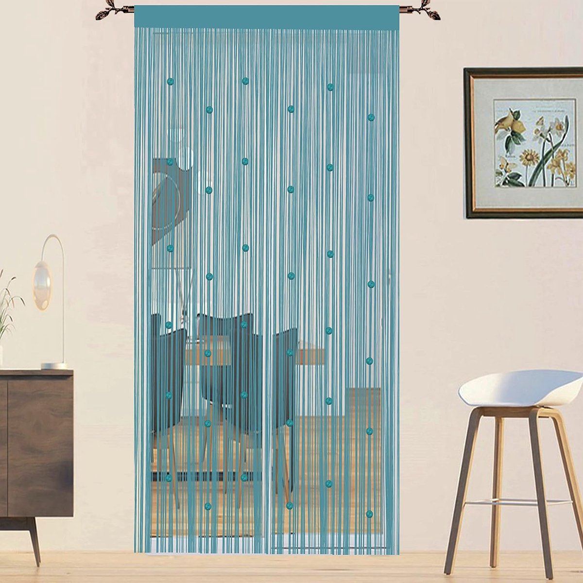 SnelShoppen - Vliegengordijn van Kralen voor Deuren en Ramen, Koordgordijnen, Kamerverdelers, 90 x 200 cm, Blauw, Insectenwering, Decoratieve Gordijne
