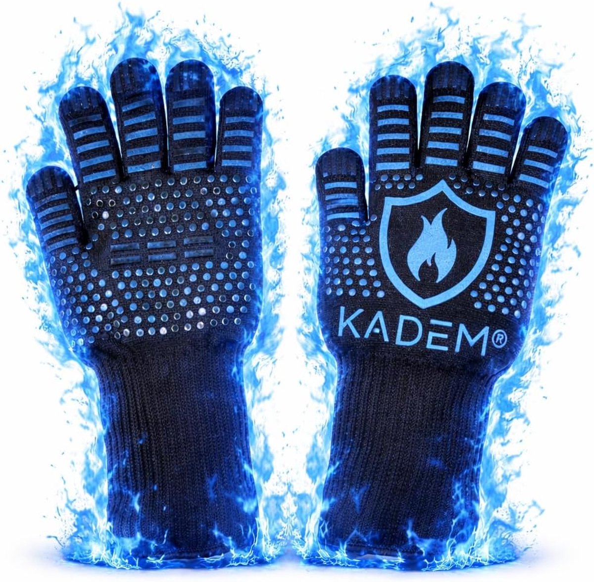 SnelShoppen - Aramid Unisex Ovenwanten Grillhandschoenen Hittebestendig tot 800 °C, Vuurvast Antislip, Kookhandschoenen in Blauw, Maat L/XL voor Barbe