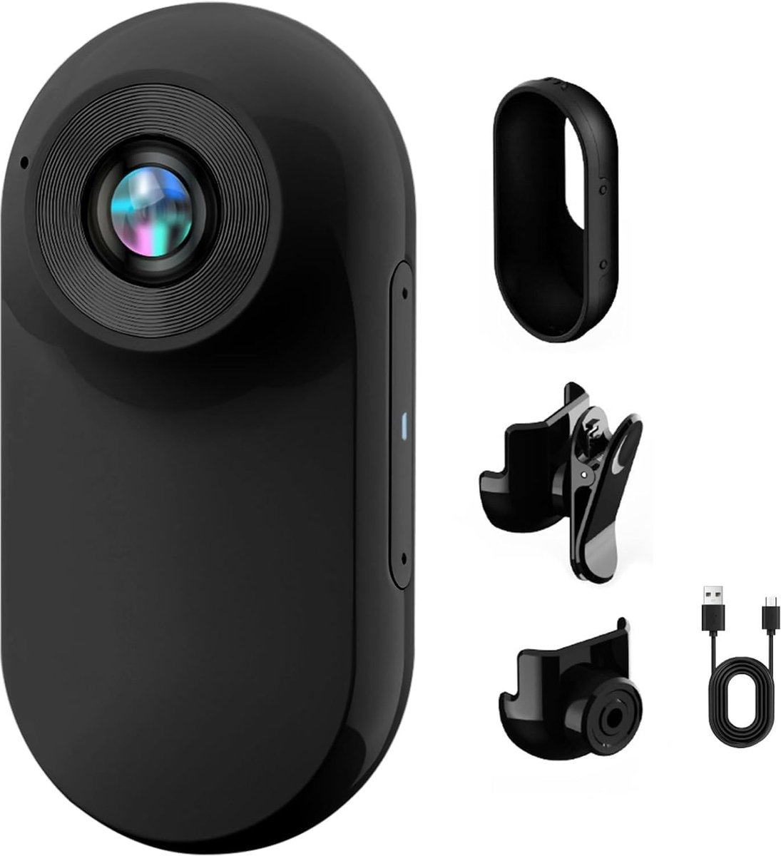 SnelShoppen - 360° Actiecamera Mini Action Cam 1080p met 32 GB Geheugenkaart, Helmcamera, Magnetische Zak-Duimcamera, Outdoor Sportcamera voor Fietsen