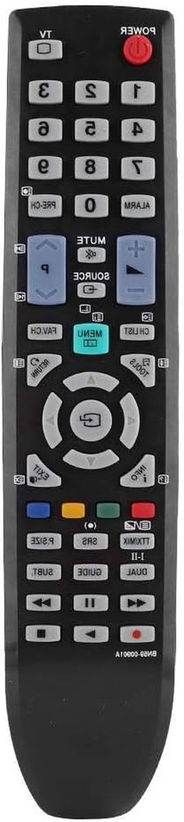 Afstandsbediening - Vervangende Bediening - TV Bediening - Grote Knoppen - 24.5 cm - Zwart