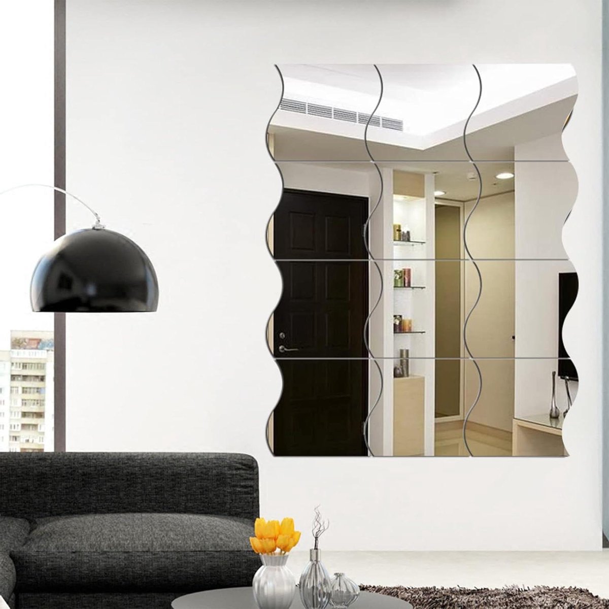 Wandstickers Spiegel - Decoratie Stickers - Woonkamer Decoreren - Golvende Combinatie - 12