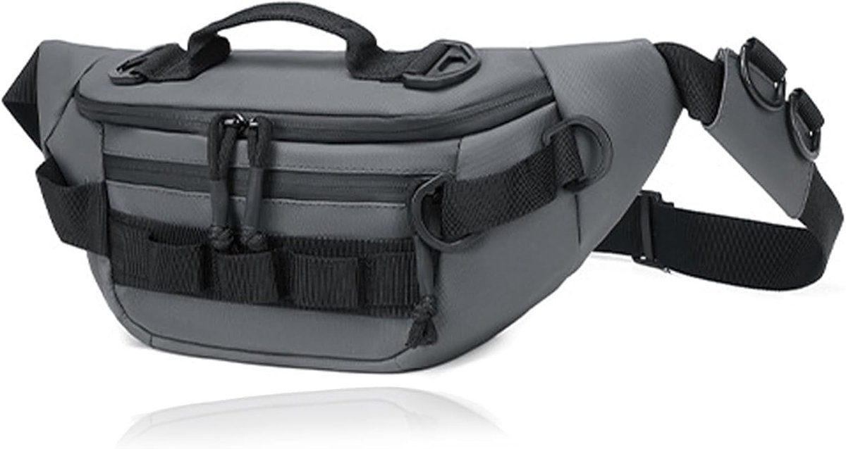 VHV - Heuptas - Crossbody tas en riemtas - Voor wandelen, fietsen, vissen en reizen - Voor dames en heren - 38*17*10cm - Grijs