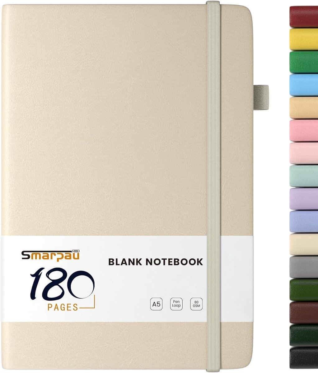 SnelShoppen - A5 Hardcover Notitieboek - Blank Thick Journal met 180 Pagina's - Hoogwaardige Papier - Perfect voor Schrijven, Notities, Creatieve Proj