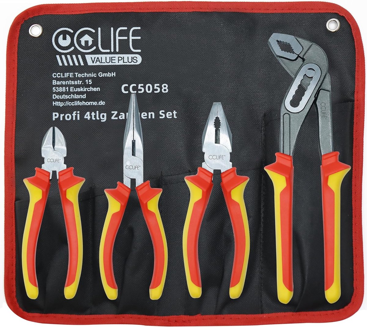 SnelShoppen - 4-delige Pliers Set, Universele Combinatietang, Zijkniptang, Waterpomp Tang, Ergonomisch Ontwerp, Handgereedschap voor Huishoudelijk en