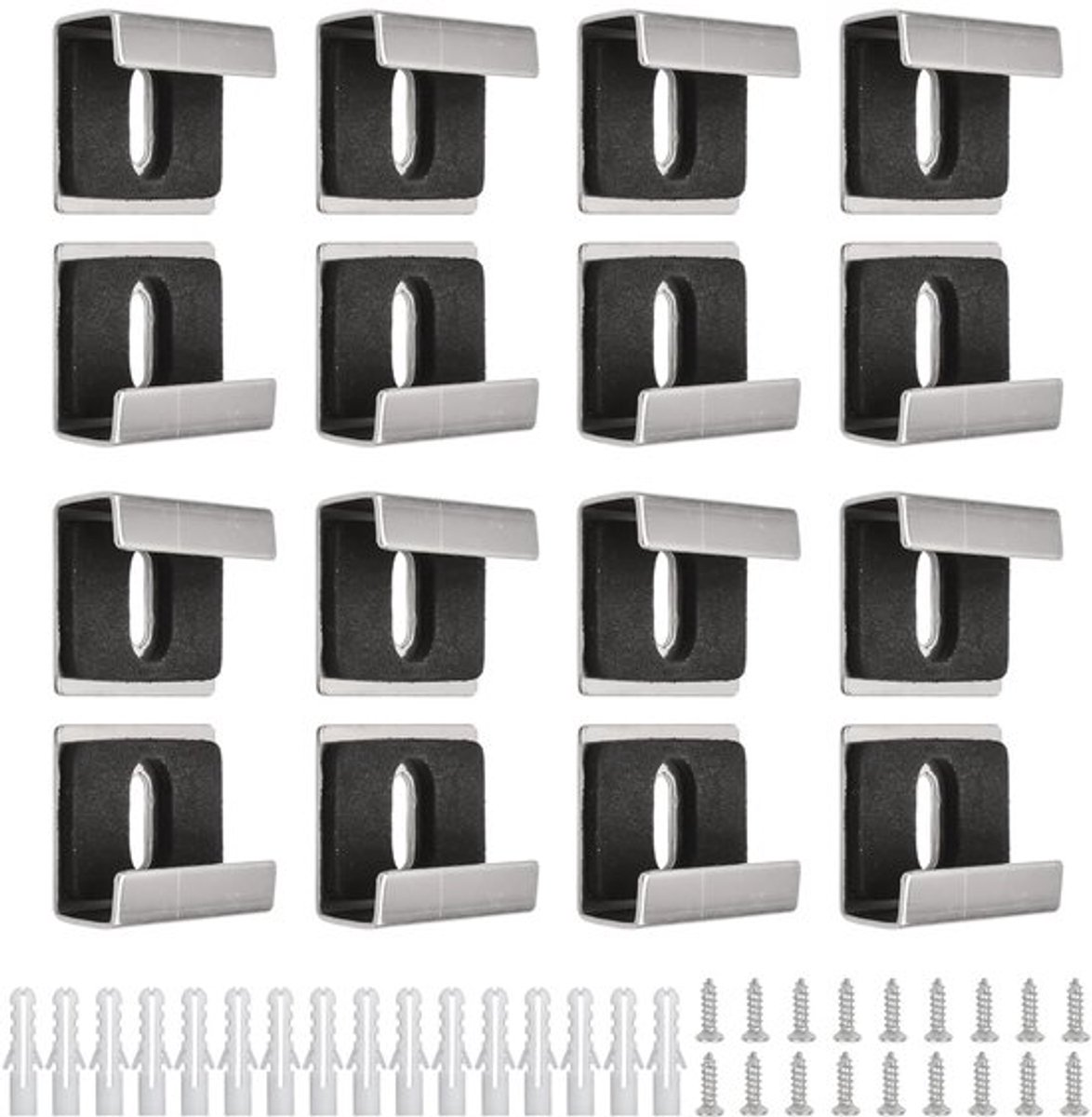 Spiegelhouder, 16 Stuks Spiegelglas Wandbevestigingsset RVS Spiegelsteunen Wandgemonteerde Spiegelbeugels, Glas Spiegelhouder Set voor 6-8mm Dikke Randloze Spiegel