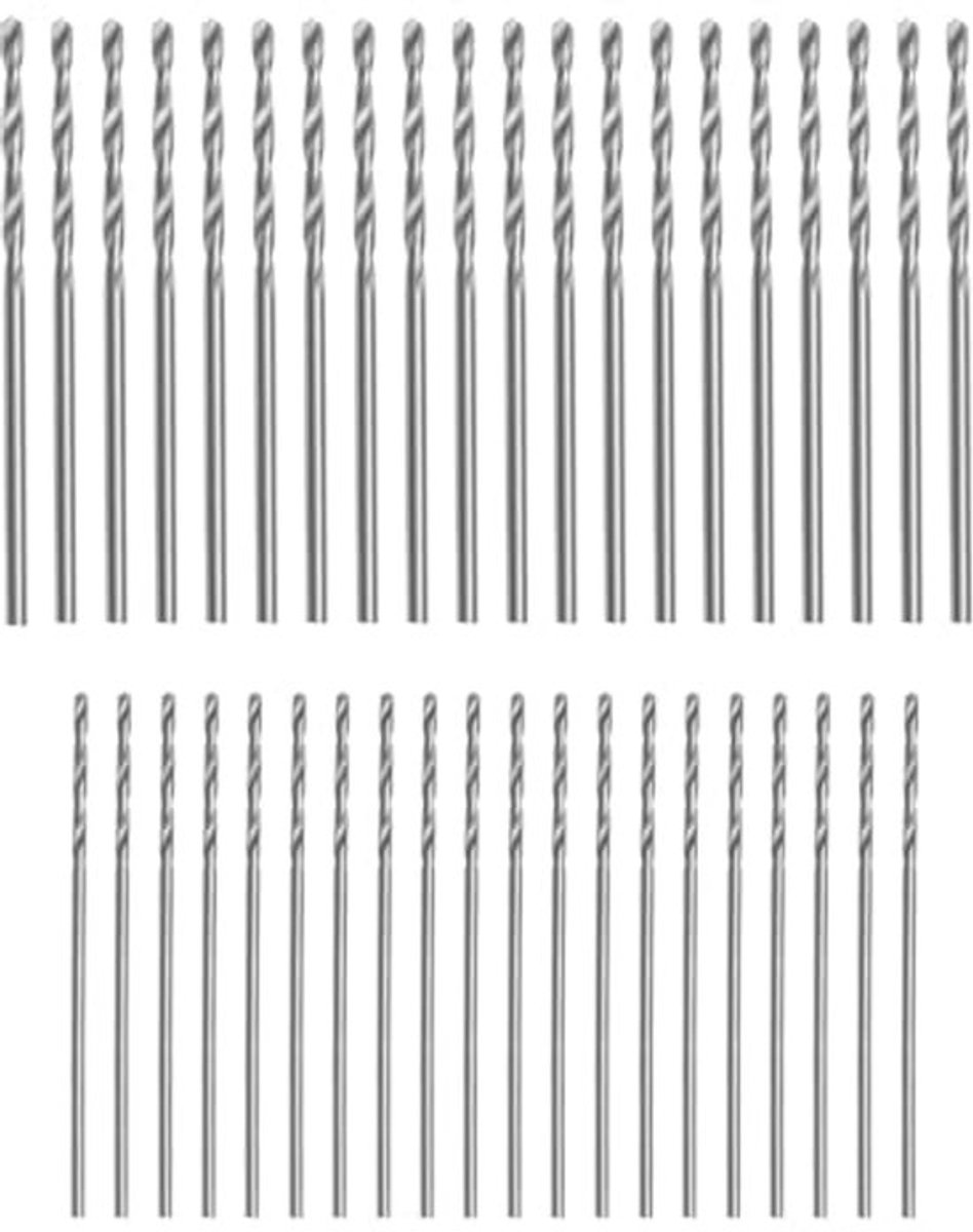 40 stuks HSS mini-spiraalboorset, metrisch, dubbele groefboor, inclusief 1,5 mm en 1 mm boor voor hout, kunststof, zacht metaal, ijzer, aluminium, hout en kunststof