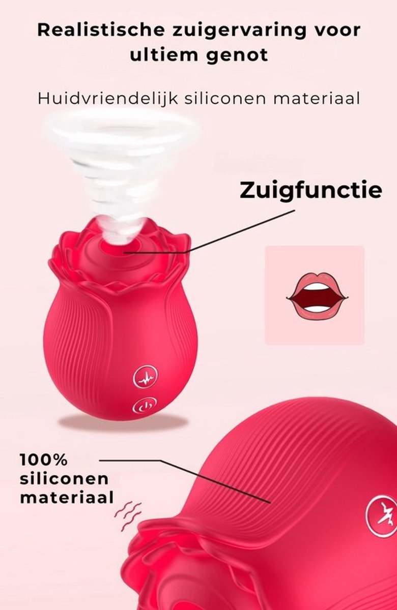 Vibrator 2 Stuks - Rood - 12 Zuigstanden - Clitorisstimulator - Waterdicht - USB Oplaadbaar - Siliconen