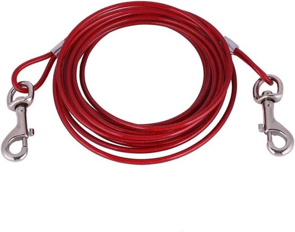 Zeer robuuste kauwbestendige Lange Staaldraad Huisdier Veiligheidskabel Touw 5mm*5m - Blauw en Rood