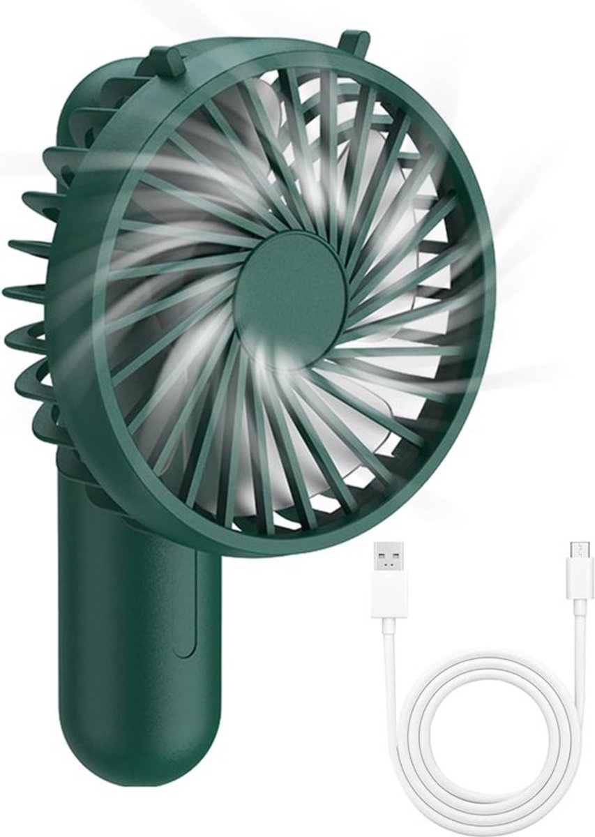 Handventilator oplaadbaar-draagbare ventilator - bureauventilatorPersoonlijke draagbare ventilator - Opvouwbare ventilator USB oplaadbaar - Draagbare handventilator - 3 snelheden koelen - Persoonlijke mini-Groen