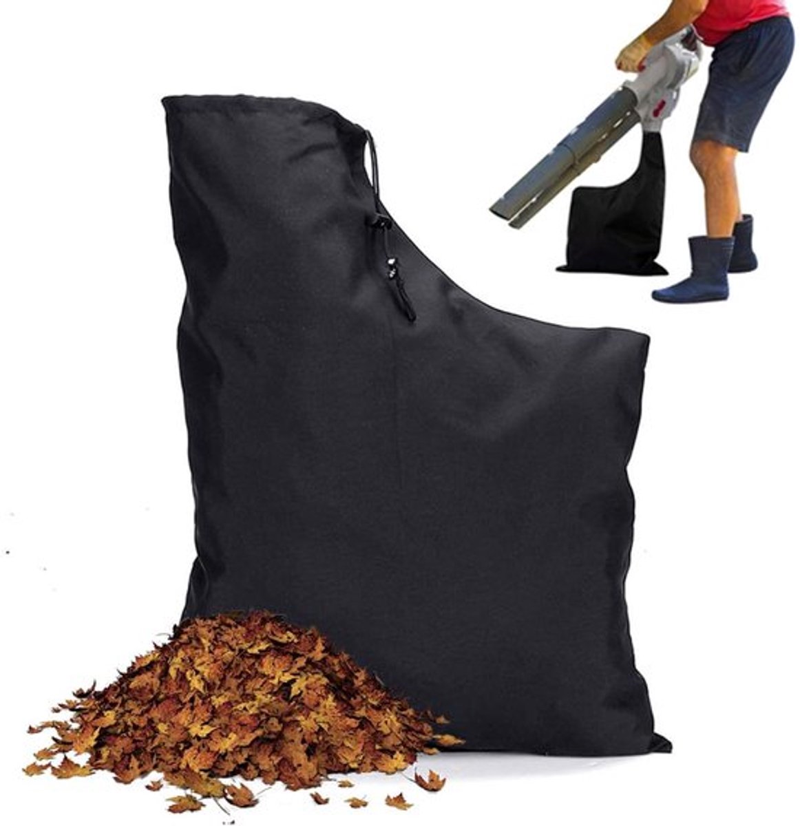Bladzuigerzak - Universele - 44*60 cm - Bladblazer Vacuümzak - Bodemafvalzak - Opvangzak - Bladblazer Opbergtas - met Rits en Trekkoord - Waterdichte - Vervangingsopvangzak - Tuingereedschap - Voor Bladzuiger & Versnipperaar - Zwart