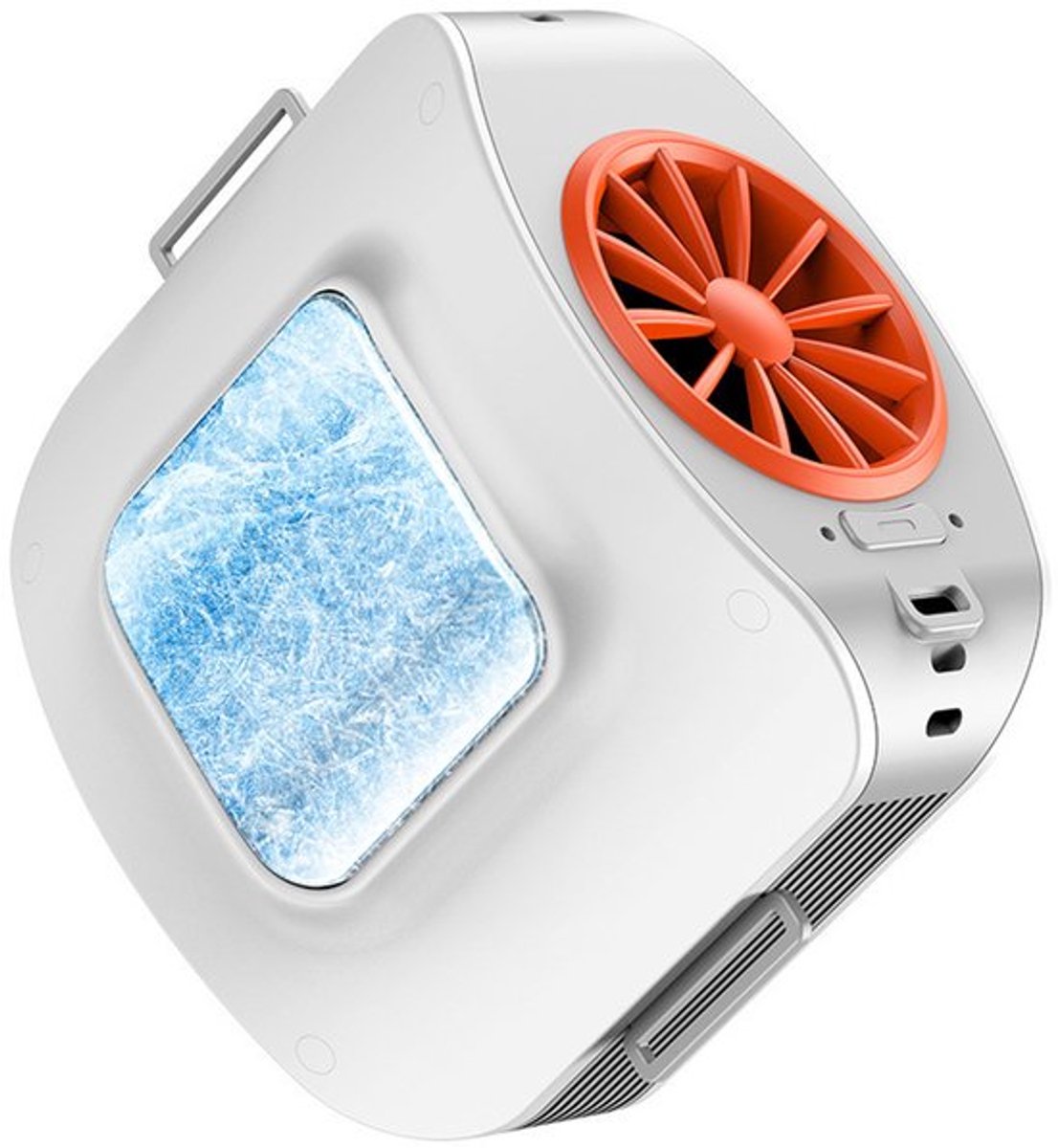 Draagbare tailleventilator-airconditioner met koelplaat, draagbare riemventilator, oplaadbare batterijgevoed, 3+1 snelheidskoeling voor kamperen in de buitenlucht.