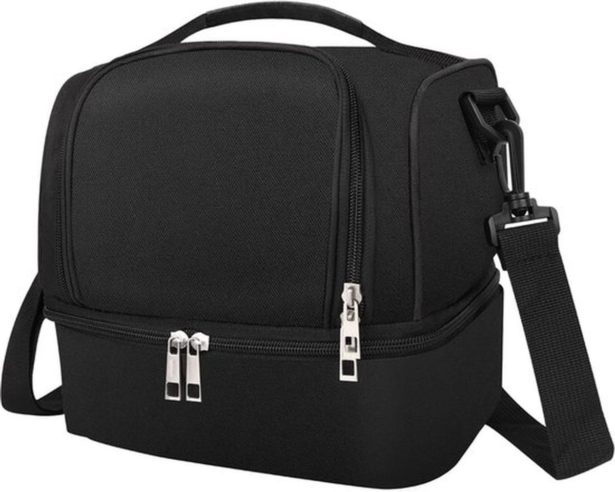 Lunchbox Lunchtas voor Vrouwen Mannen Herbruikbare Geïsoleerde Lunchtas Vrouwen Lunchkoeler Tote Bags met Verstelbare Schouderband voor Kantoor Werk Picknick Reizen, Zwart