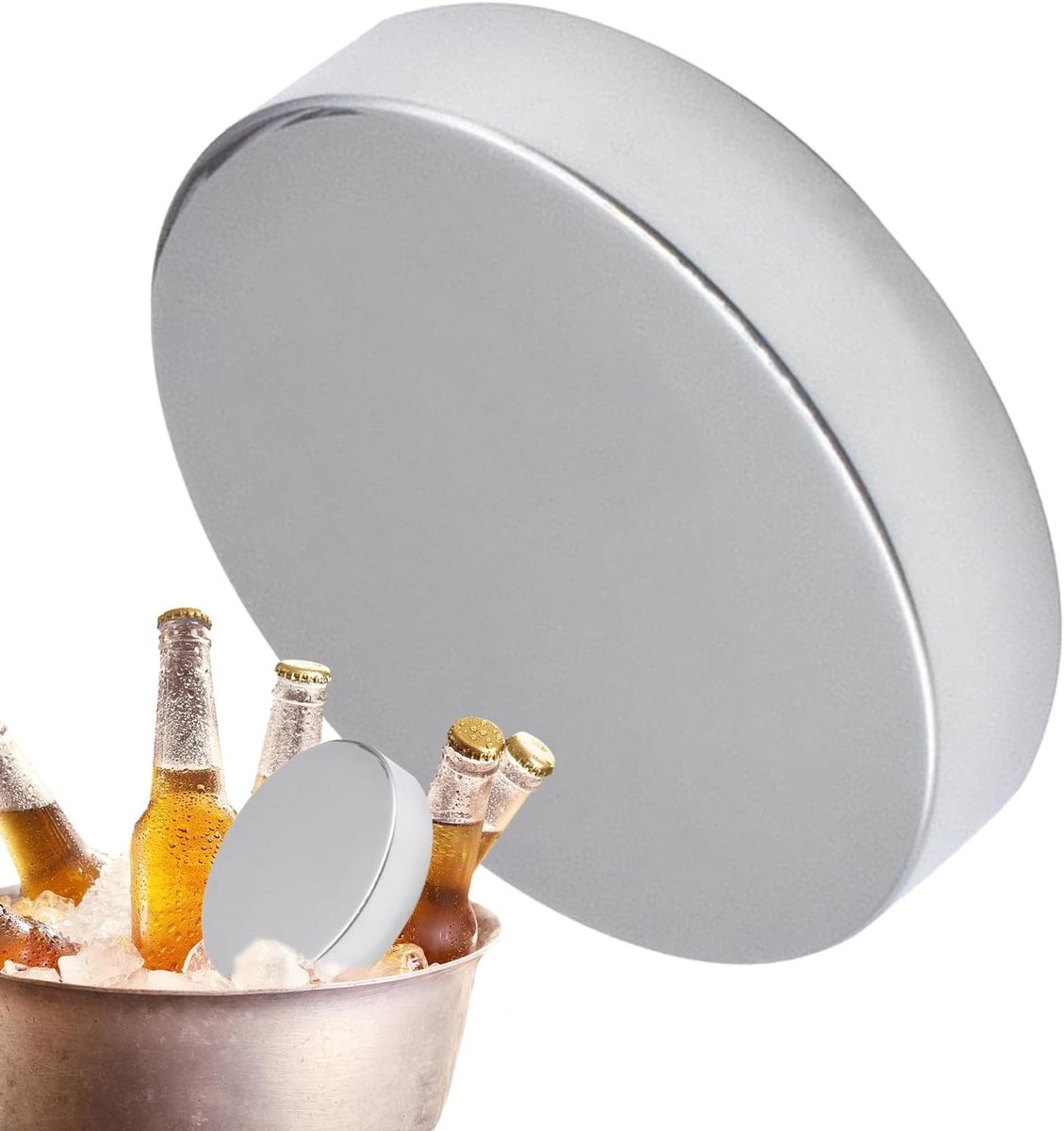 Roestvrijstalen IJsblok - Herbruikbare Koeler - Buitenactiviteiten Koel - Snel Vriezend - 9.5x9.5cm - Zilver
