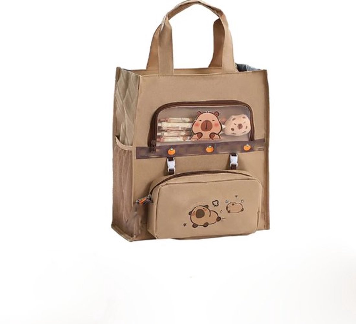 Dit afneembare etui heeft 10 vakjes en is versierd met een schattig capibara-patroon. Dankzij de vele vakjes kunnen leerlingen hun spullen gemakkelijk ordenen.