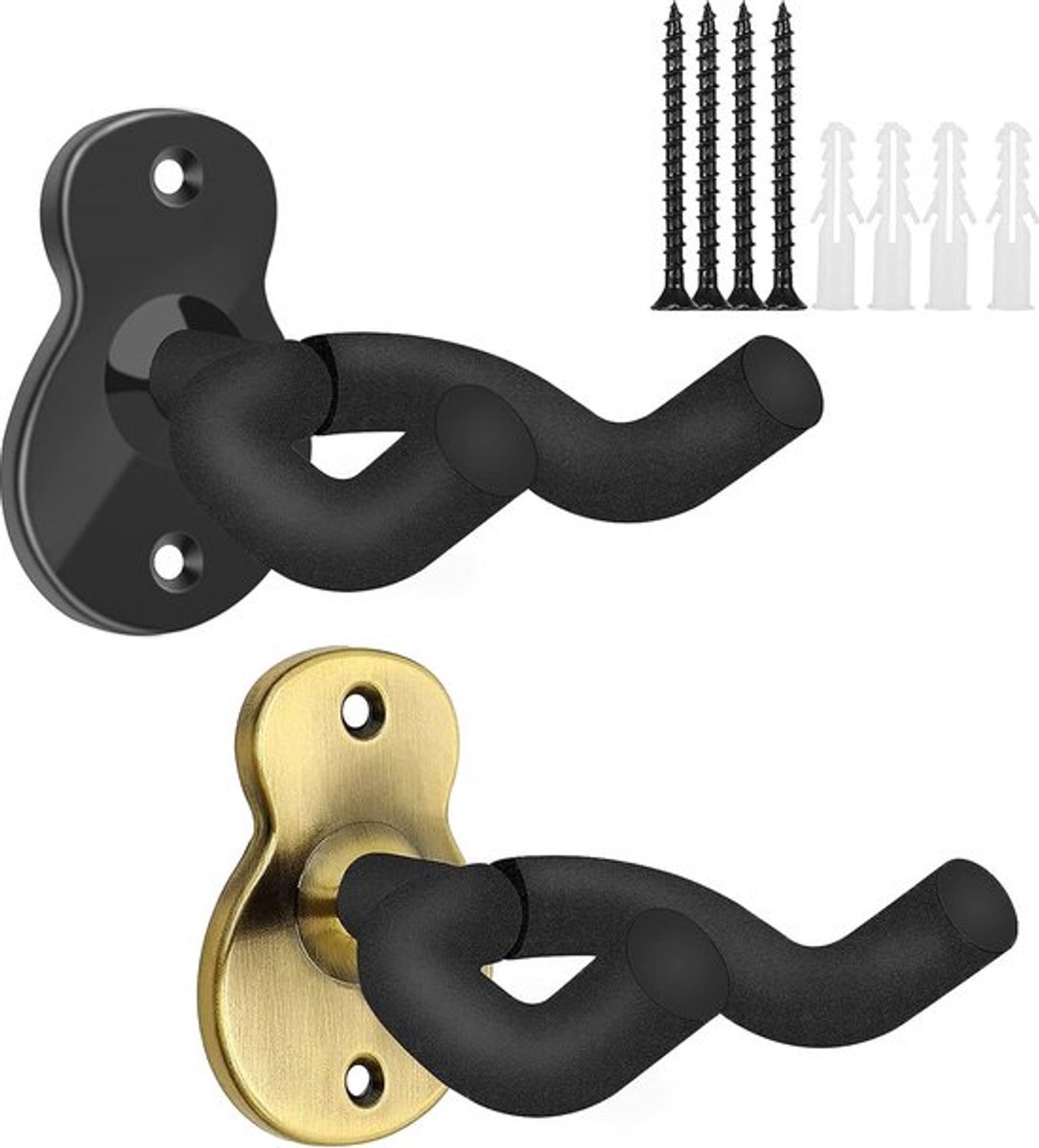 2 stuks gitaarwandhouder, gitaarhouder voor aan de muur, gitaaraccessoires, gitaar, ukelele standaard, wandhouder, gitaarhaak voor akoestische gitaar, bas, elektrische gitaar, mandolines, viool