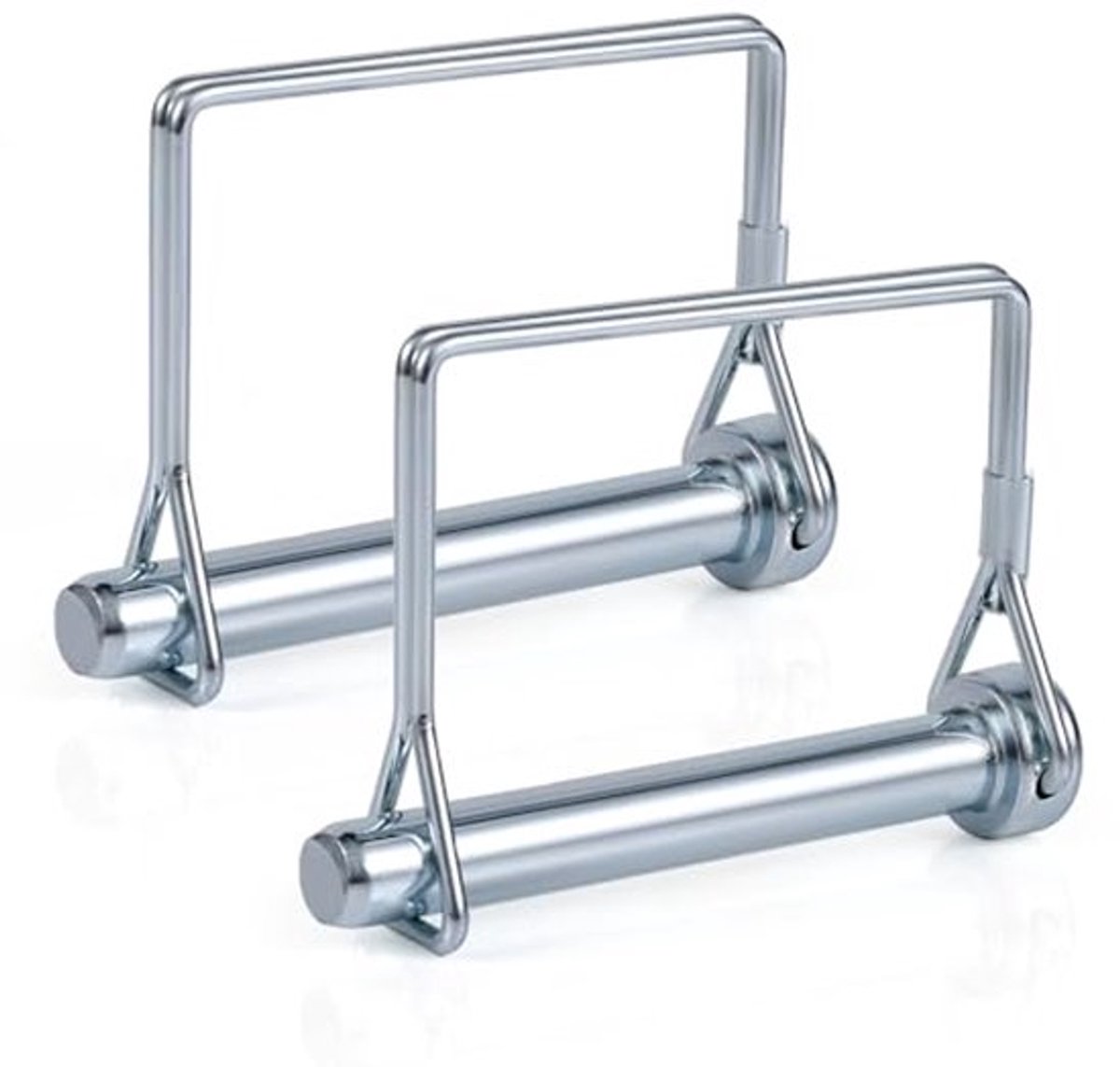 2 stuks 10x70mm aanhangerkoppelingspennen, verzinkte, zware trekpennen met veiligheidsclip voor het trekken van aanhangers, campers, boten, aftakas en tuingereedschap