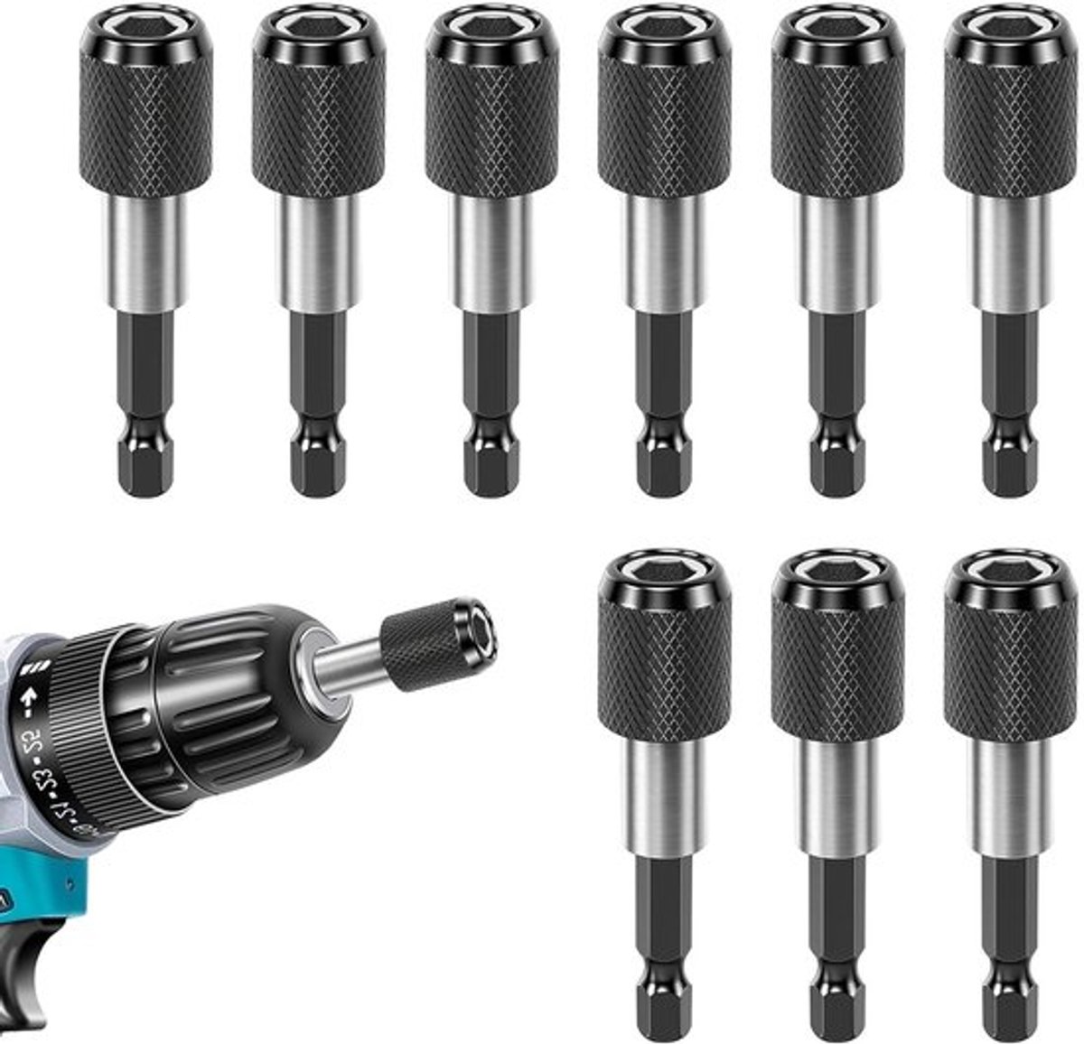 Snelle Verwisselbare Magnetische Bit Houder Set van 9 Stuks voor Boormachines en Schroevendraaiers, 1/4 Inch (60 mm)