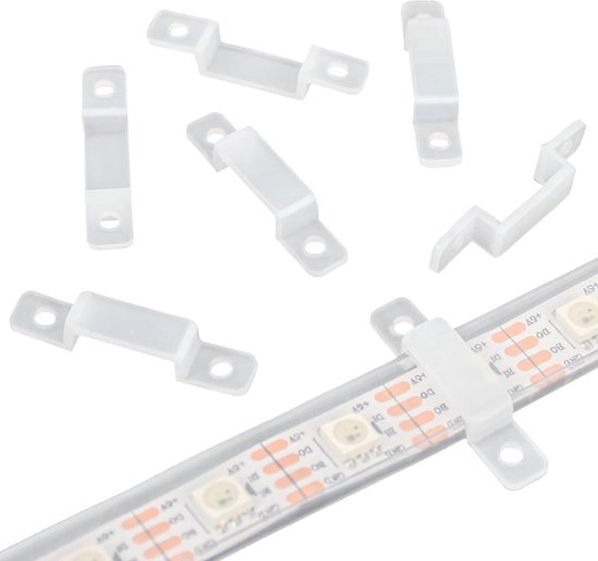 LED-stripklem - Bevestigingsbeugel - Strip montage - Zonder schroeven - 10mm breed - Transparant