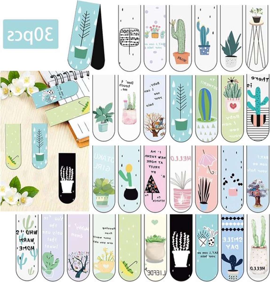 Magnetische bladwijzers, 30 stuks magnetische bladwijzers, Magnetische bladwijzers voor kinderen, Kleurrijke magnetische bladwijzers voor studenten, leraren, school, thuis, kantoor