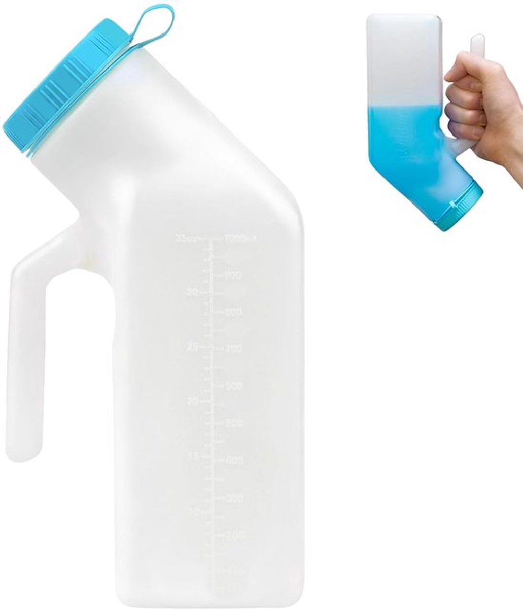Urinefles voor mannen en vrouwen - 1000ml - Draagbaar urinoir met deksel - Urine-opvangcontainer - Transparante urinecollector - Draagbaar urinoirtoilet.