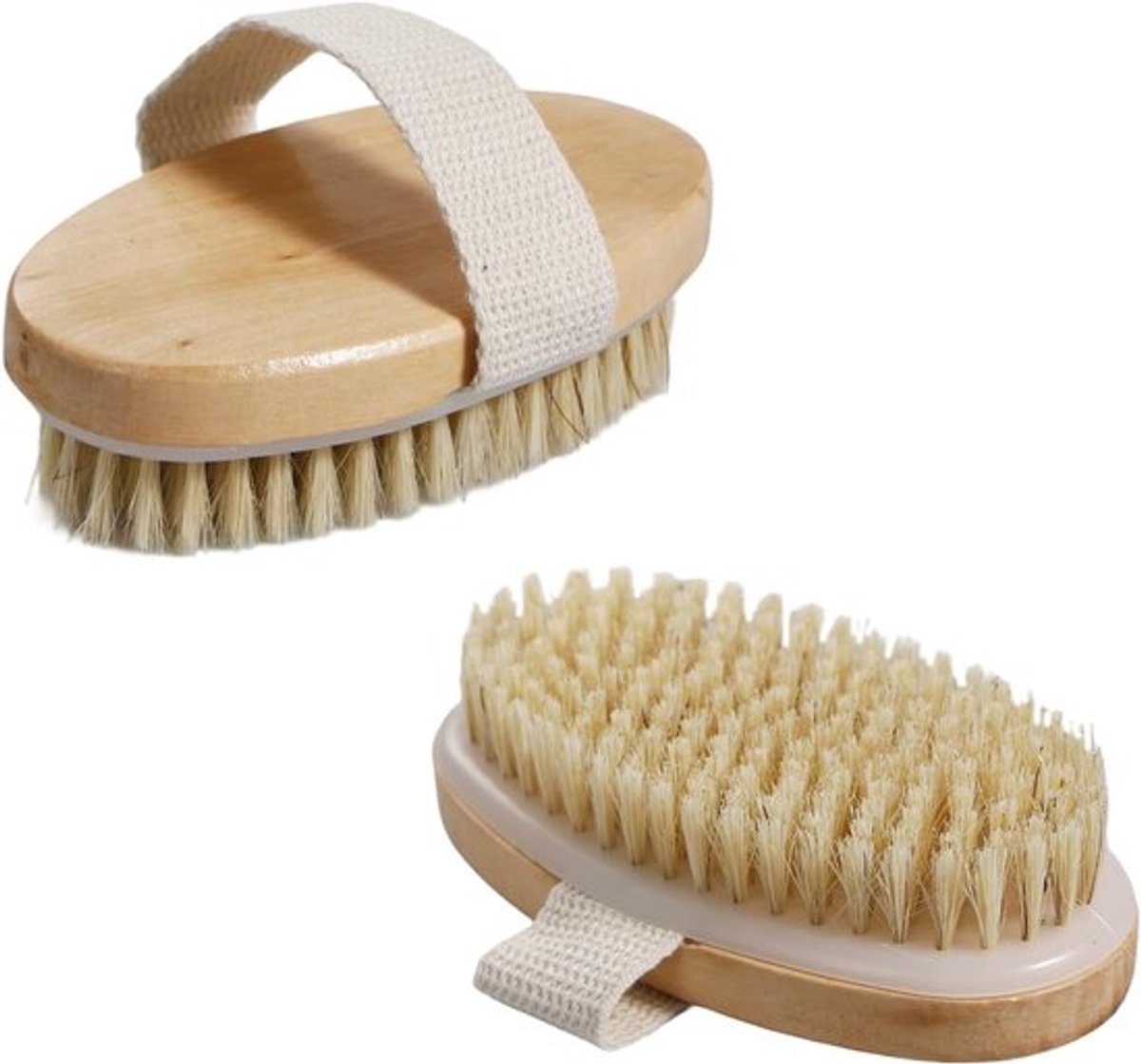 Tweedelige lichaamsborstelset - voor reiniging, verwijderen van dode huidcellen en cellulitis - ovaal - 13 x 6,5 cm