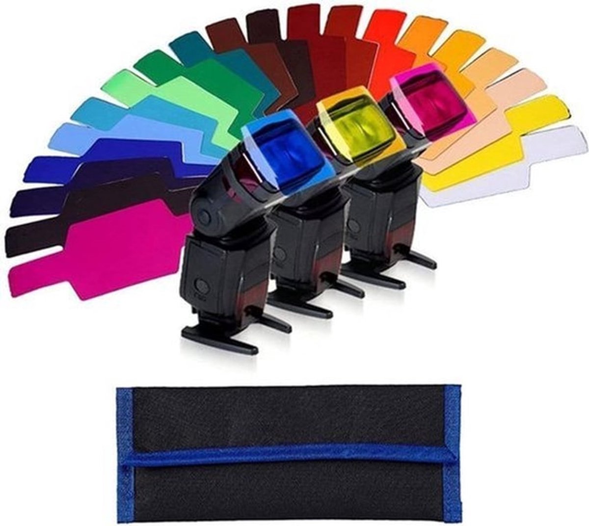 Kleurfilter folie set - 20 kleuren met opbergtas voor fotoflits (63 x 155 cm)