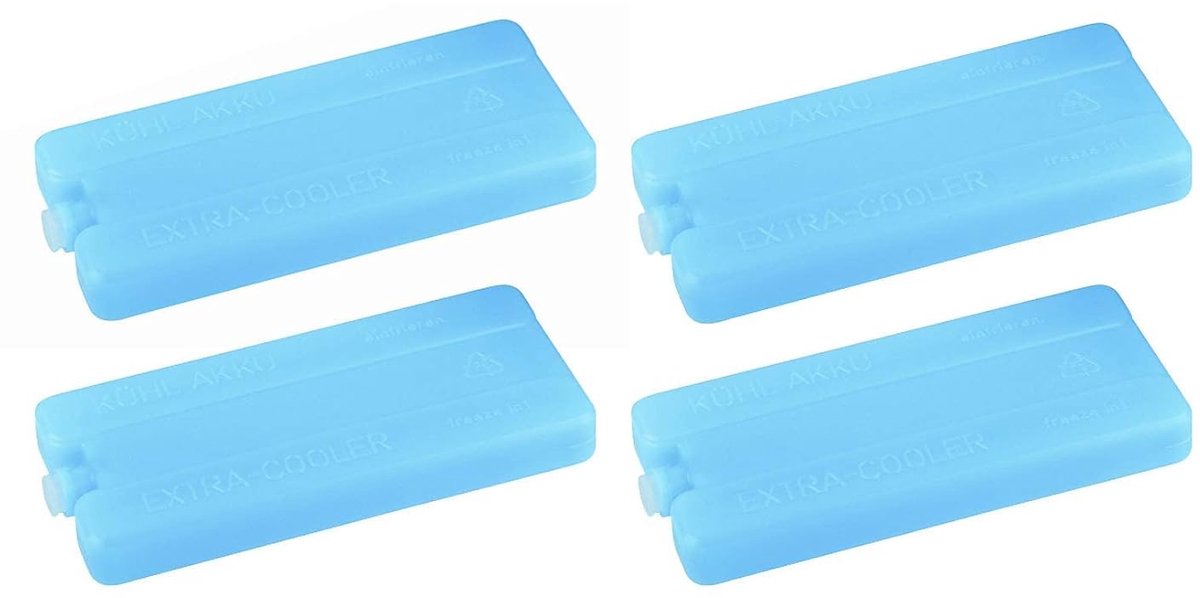 Thijox - Koelaccu set van 4 voor koelbox, koeltas, camping, picknick, 16 x 7,5 cm, blauw, polyethyleen, ideaal voor buitengebruik
