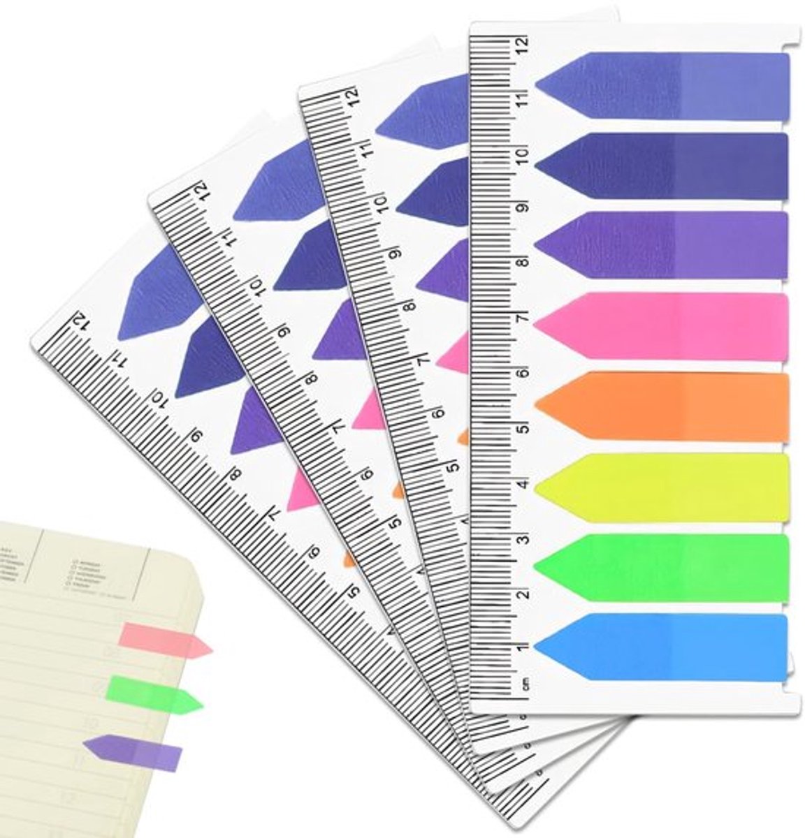 640 Stuks 8 Kleuren Zelfklevende Notities Gekleurd Papier Hechtd strips voor Bladwijzers
