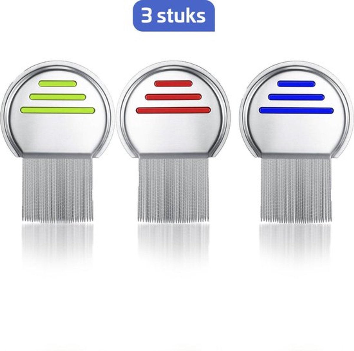 Hoge Kwaliteit Luizenkammen - 3 Stuks – Beste Oplossing Tegen Luizen – Extra Voordelige Set – Hoogwaardige Luizenkam – Anti Luizen – Rood, Blauw & Groen