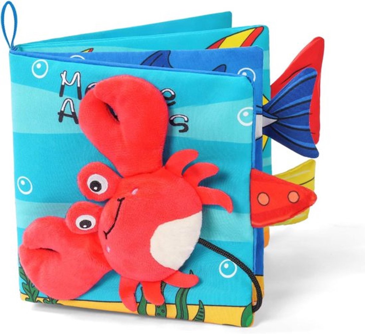 Baby stoffen boek, stoffen prentenboek met oceaandieren, vroege ontwikkeling baby stoffen boeken, cognitie leren speelgoed, baby geschenken-krab stijl