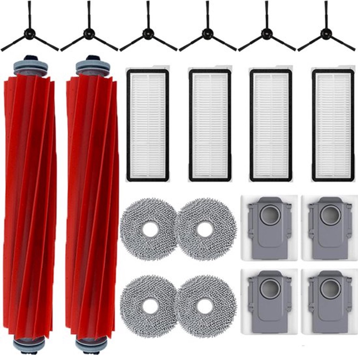 16-Delige Accessoireset Geschikt Voor Roborock Qrevo Pro/Qrevo S/Qrevo Maxv Robotstofzuigers - Stofzuigeraccessoires - Accessoireset - Accessoires - Inclusief Hoofdborstel, Stofzak, Reinigingsdoek, Filter En Zijborstels