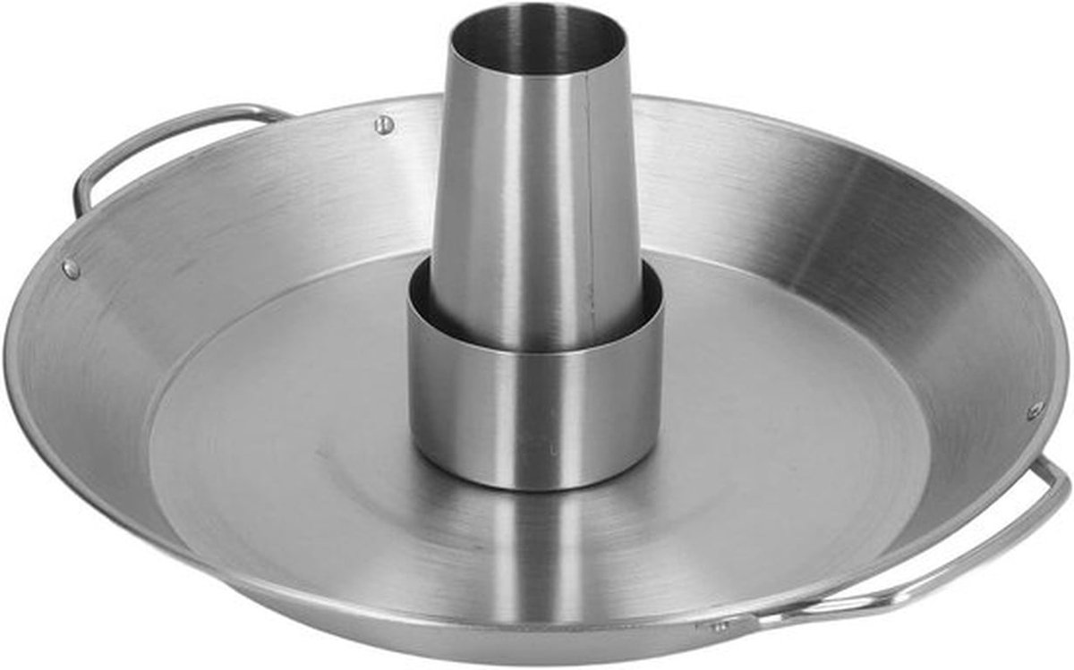 plus - RVS Bier Kip BBQ Braadpan voor Grill Oven - Verticale Grill Stand inclusief Bier Kip Houder. Perfect voor Groente, Kip, en meer!