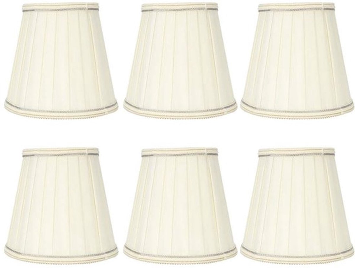 Beige stoffen lampenkap met kaars, 6 stuks voor tafellampen, moderne stoffen lampenkap, delicate kanten rand, wandlamp, vloerlamp