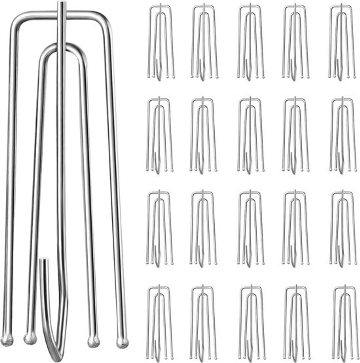 40 stuks - Gordijnhaak - gordijnhaken voor gordijnen - gordijn spelden - gordijnhaken voor geplooide gordijnen - roestvrijstalen gordijnhaken met plooien - raamdecoratieaccessoires - gordijnaccessoires - zilver - 2,5*7 cm