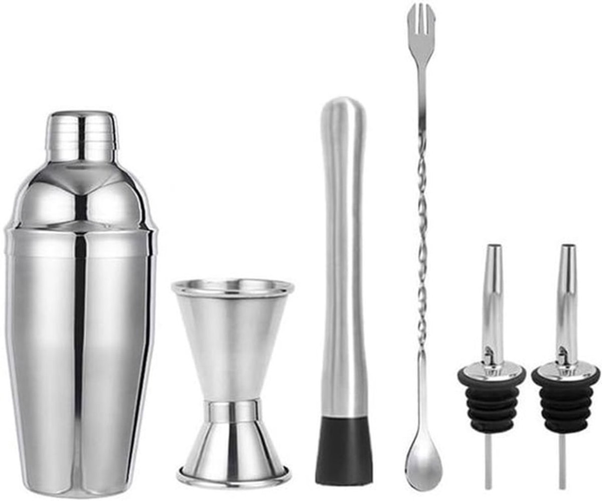 Cocktailshakerset 750 ml - Roestvrij staal - Compleet met Maatbeker, Lepel en Schenktuit voor Thuis en Feest