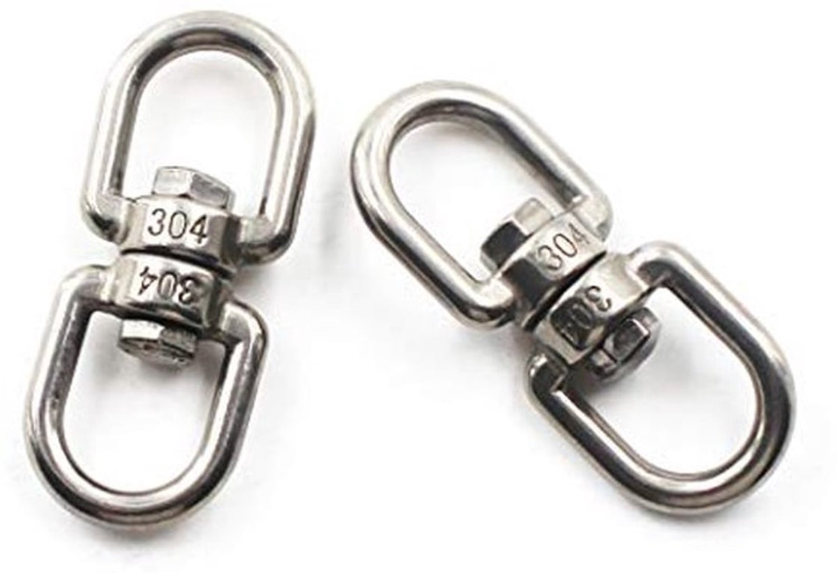 Sleutelhanger 304 RVS Draaiering M10 3/8" 2 Pack