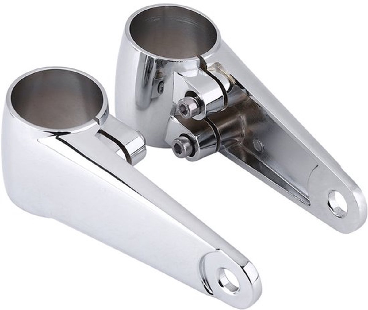 Universele Motor Voorvork Bevestigingsbeugel, 2 Stuks Chroom Motor Koplamp Zijbevestigingsbeugel Voor 35mm-41mm Voorvorkbuis Koplampen