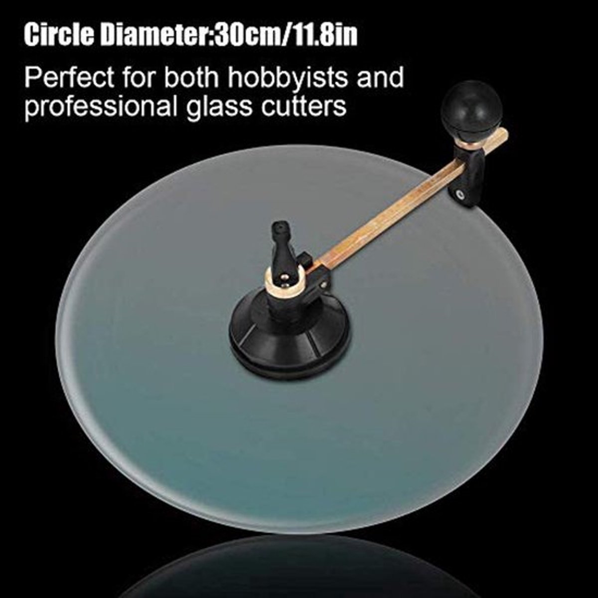 Ronde Glas Snijder, 6 Wielen, met Zuignap Cirkel, 30 cm