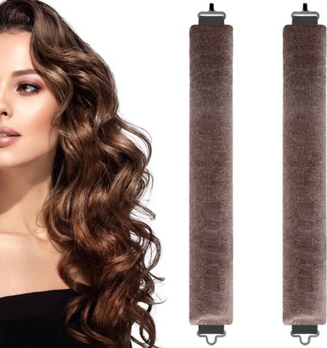 Krulspelden zonder hitte Haarrollers Hoofdband haarkrulspelden Geen hitte Overnight Curls Hitteloze krulspelden voor lang haar (2 stuks - bruin)